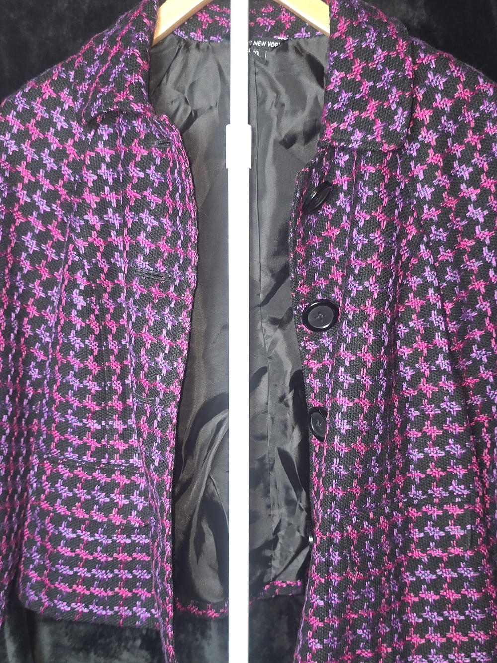Briggs New York Black & Purple Houndstooth Blazer